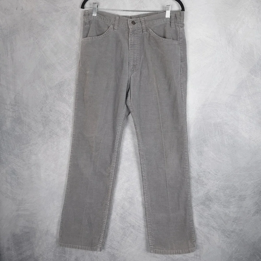 Vintage Levis 519 Corduroy Chino Pants Mens 33x28 Gray Straight Leg Casual 80s
